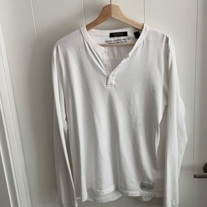 Scotch and Soda long sleeve white Henley.